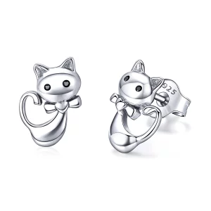Clous d'Oreilles Style PANDORA Chat collant - SCE450 (image pour) Clous d'Oreilles Style PANDORA Chat collant - SCE450