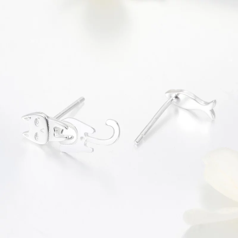 (image pour) Clous d'Oreilles Style PANDORA Chat et poisson - SCE488 - Afficher 6