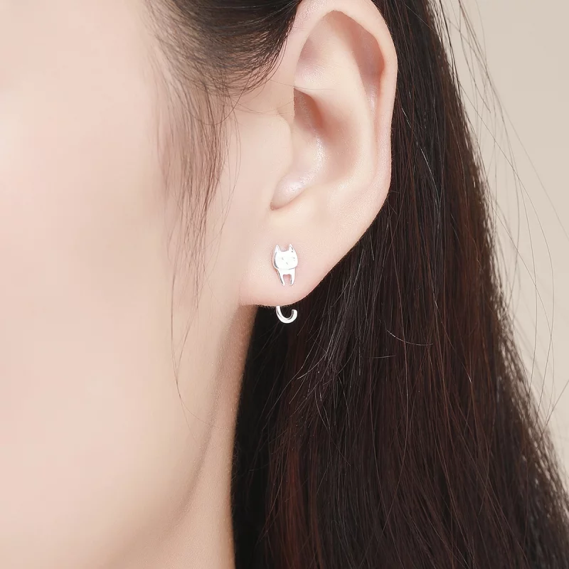 (image pour) Clous d'Oreilles Style PANDORA Chat et poisson - SCE488 - Afficher 7
