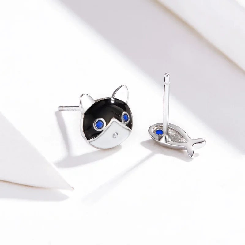 (image pour) Clous d'Oreilles Style PANDORA Chat et poisson - SCE623 - Afficher 5