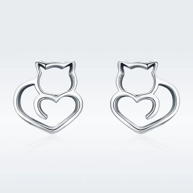 (image pour) Clous d'Oreilles Style PANDORA Chat mignon - SCE271 - Afficher 2