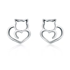 (image pour) Clous d'Oreilles Style PANDORA Chat mignon - SCE271