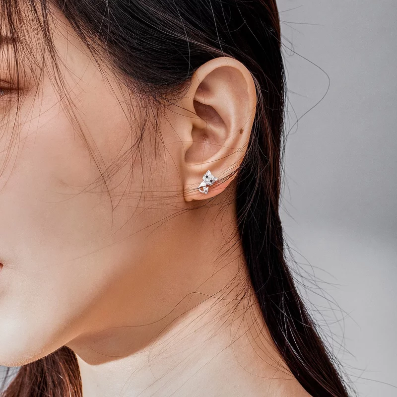 (image pour) Clous d'Oreilles Style PANDORA Chat mignon - SCE797 - Afficher 7