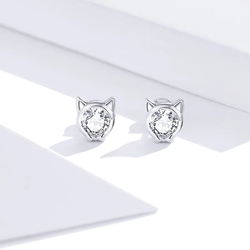 (image pour) Clous d'Oreilles Style PANDORA Chat mignon - SCE899 - Afficher 2