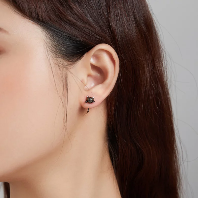 (image pour) Clous d'Oreilles Style PANDORA Chat - SCE1125 - Afficher 5