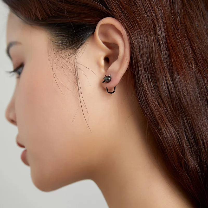 (image pour) Clous d'Oreilles Style PANDORA Chat - SCE1125 - Afficher 6