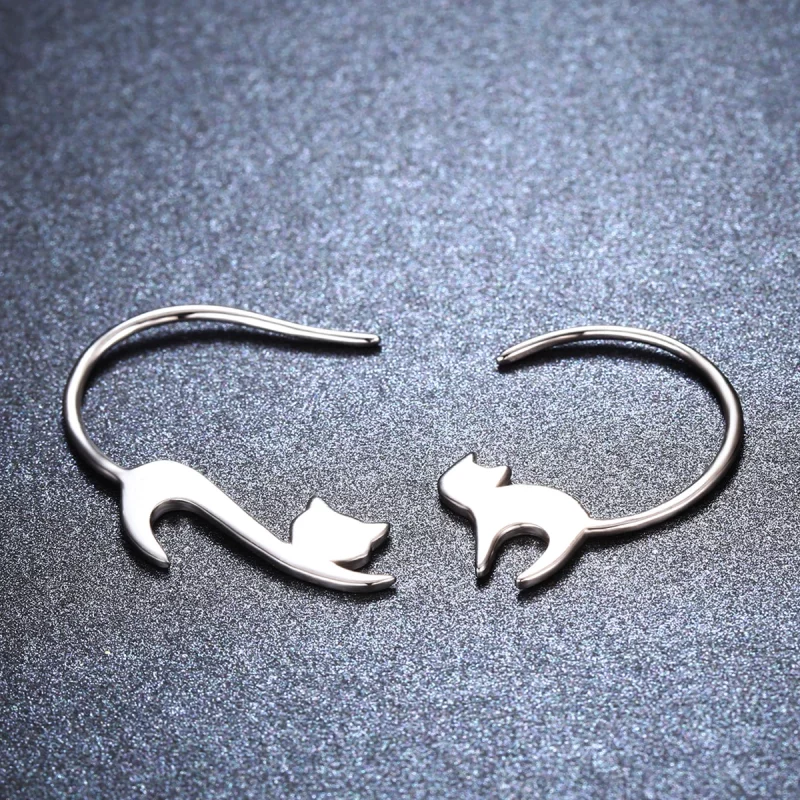 (image pour) Clous d'Oreilles Style PANDORA Chaton coquin - SCE073 - Afficher 4