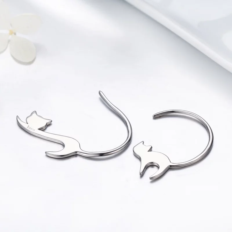 (image pour) Clous d'Oreilles Style PANDORA Chaton coquin - SCE073 - Afficher 6