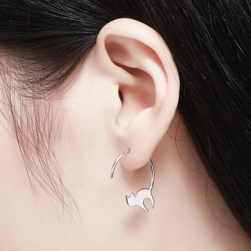 (image pour) Clous d'Oreilles Style PANDORA Chaton coquin - SCE073 - Afficher 7