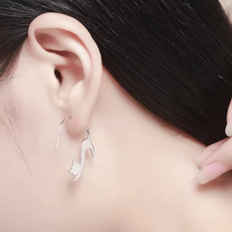 (image pour) Clous d'Oreilles Style PANDORA Chaton coquin - SCE073 - Afficher 8