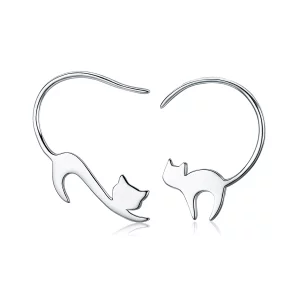 Clous d'Oreilles Style PANDORA Chaton coquin - SCE073 (image pour) Clous d'Oreilles Style PANDORA Chaton coquin - SCE073