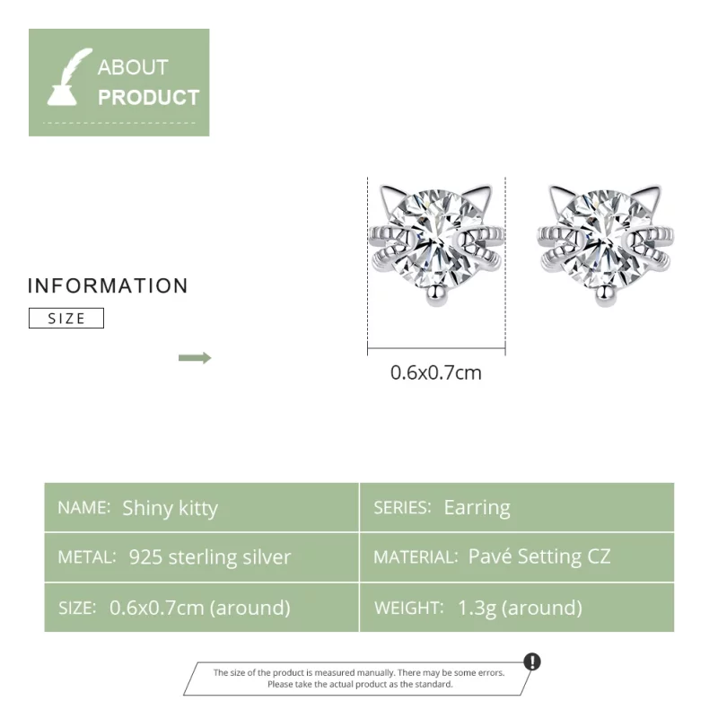 (image pour) Clous d'Oreilles Style PANDORA Chaton mignon - BSE205 - Afficher 3