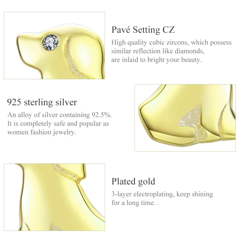 (image pour) Clous d'Oreilles Style PANDORA Chiot - SCE584-C - Afficher 3