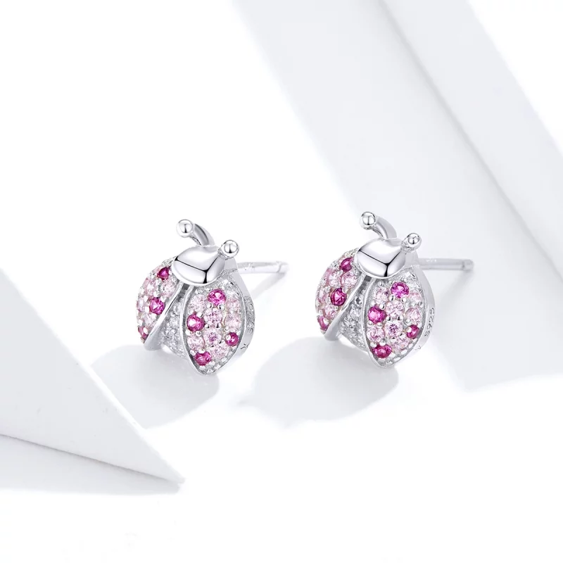 (image pour) Clous d'Oreilles Style PANDORA Coccinelle - SCE715 - Afficher 2