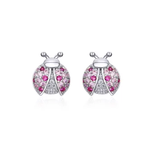 Clous d'Oreilles Style PANDORA Coccinelle - SCE715 (image pour) Clous d'Oreilles Style PANDORA Coccinelle - SCE715