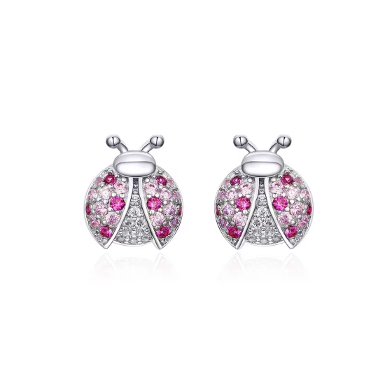(image pour) Clous d'Oreilles Style PANDORA Coccinelle - SCE715