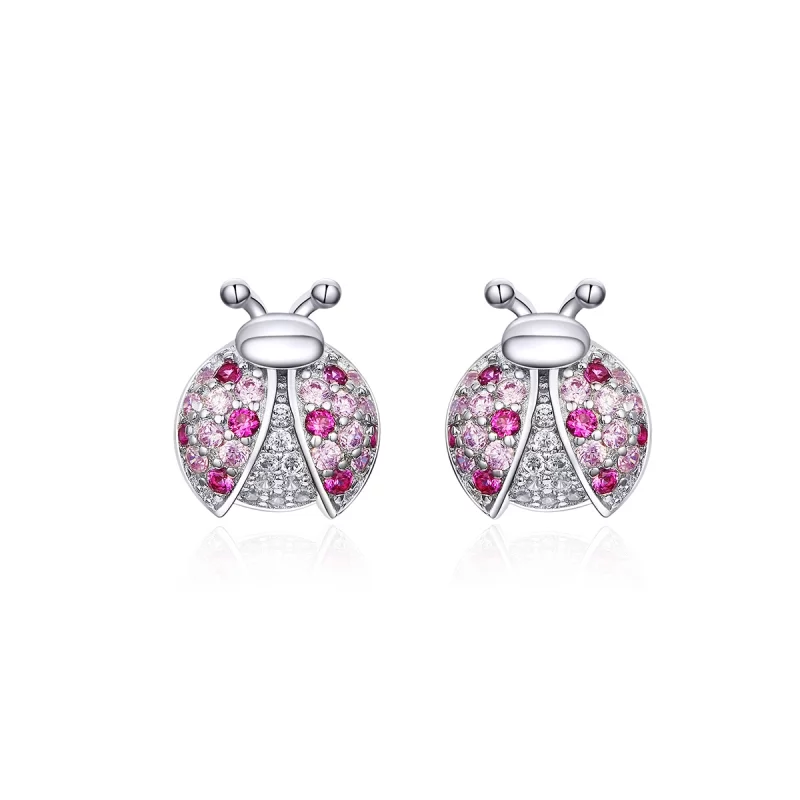 (image pour) Clous d'Oreilles Style PANDORA Coccinelle - SCE715