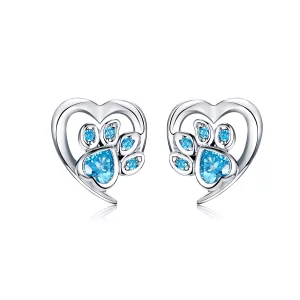 Clous d'Oreilles Style PANDORA Coeur de patte de chien bienveillant - SCE654 (image pour) Clous d'Oreilles Style PANDORA Coeur de patte de chien bienveillant - SCE654