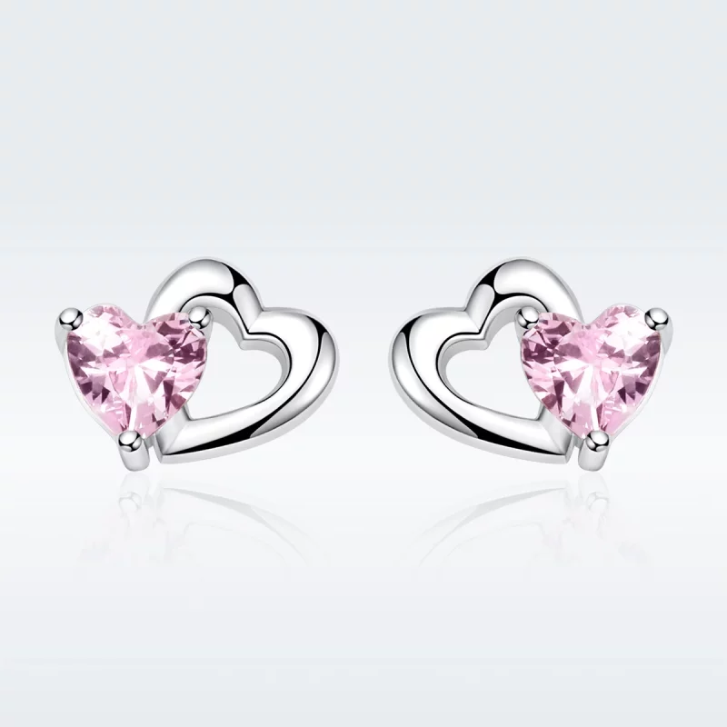 (image pour) Clous d'Oreilles Style PANDORA Coeur et âme - SCE090 - Afficher 3