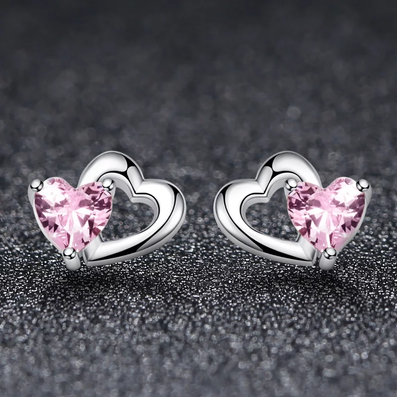 (image pour) Clous d'Oreilles Style PANDORA Coeur et âme - SCE090 - Afficher 4
