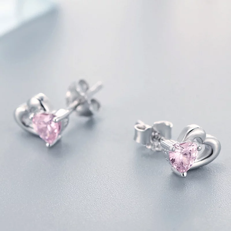 (image pour) Clous d'Oreilles Style PANDORA Coeur et âme - SCE090 - Afficher 5