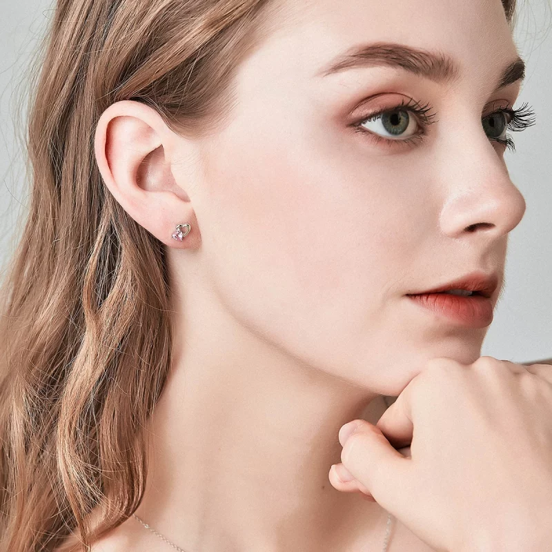 (image pour) Clous d'Oreilles Style PANDORA Coeur et âme - SCE090 - Afficher 8