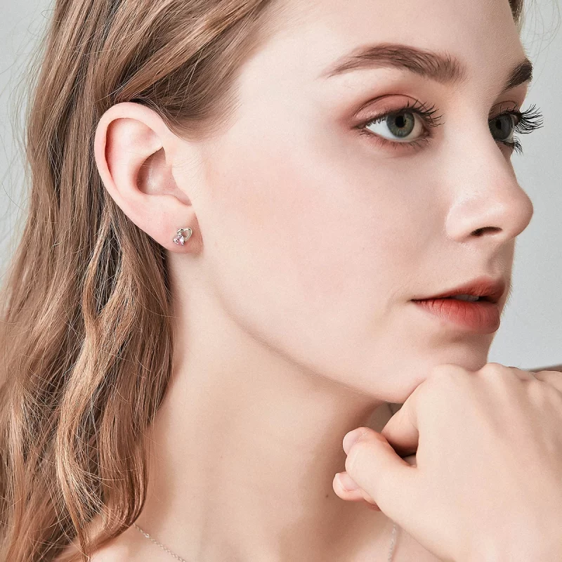 (image pour) Clous d'Oreilles Style PANDORA Coeur et âme - SCE090 - Afficher 9