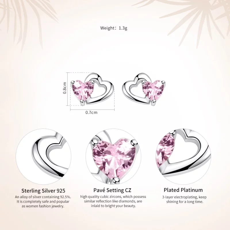 (image pour) Clous d'Oreilles Style PANDORA Coeur et âme - SCE090 - Afficher 10