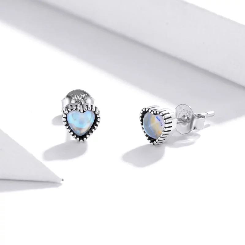 (image pour) Clous d'Oreilles Style PANDORA Coeur élevé - SCE929 - Afficher 3