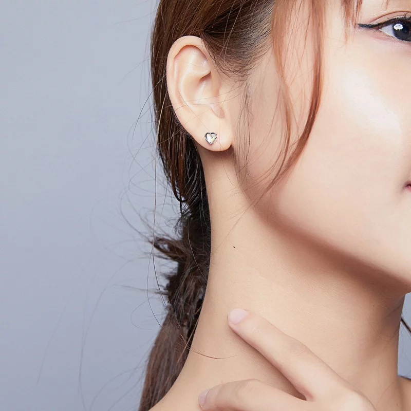 (image pour) Clous d'Oreilles Style PANDORA Coeur élevé - SCE929 - Afficher 5