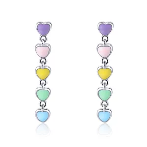 Clous d'Oreilles Style PANDORA Coeurs arc-en-ciel - SCE451 (image pour) Clous d'Oreilles Style PANDORA Coeurs arc-en-ciel - SCE451