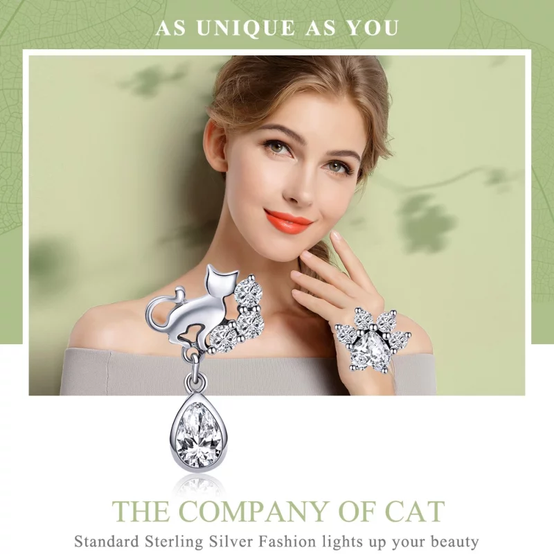(image pour) Clous d'Oreilles Style PANDORA Compagnie de chat - SCE424 - Afficher 3
