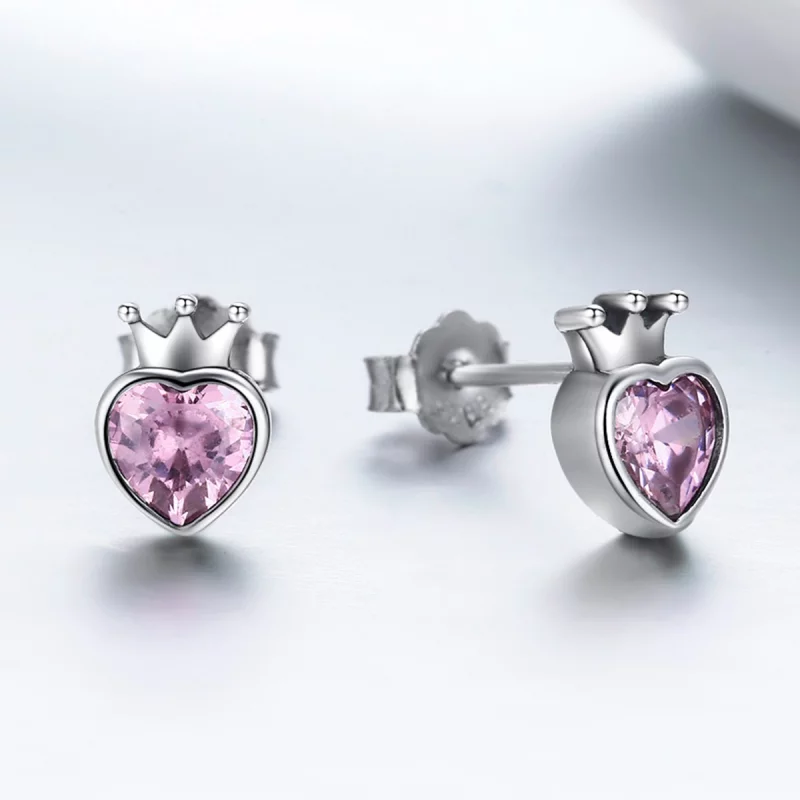 (image pour) Clous d'Oreilles Style PANDORA Couronne Coeur - SCE174 - Afficher 5