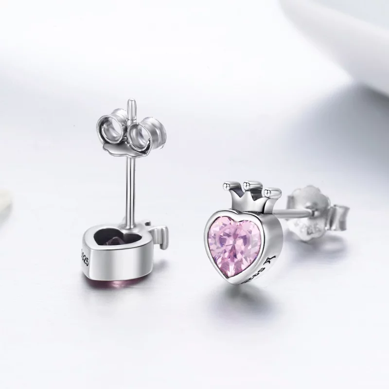 (image pour) Clous d'Oreilles Style PANDORA Couronne Coeur - SCE174 - Afficher 6