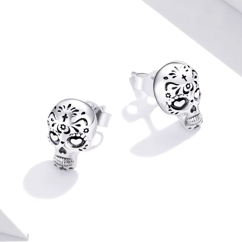 (image pour) Clous d'Oreilles Style PANDORA Crâne - SCE953 - Afficher 4