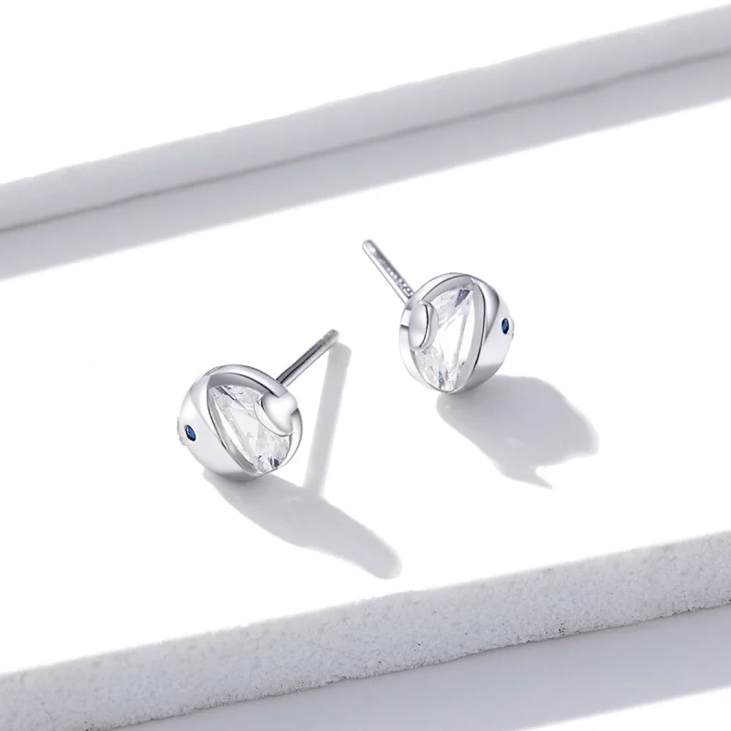 (image pour) Clous d'Oreilles Style PANDORA Embrasser le poisson - BSE204 - Afficher 5