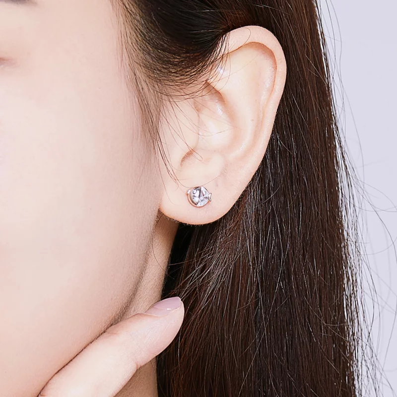 (image pour) Clous d'Oreilles Style PANDORA Embrasser le poisson - BSE204 - Afficher 6