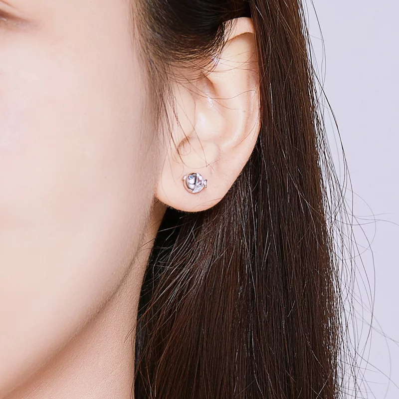 (image pour) Clous d'Oreilles Style PANDORA Embrasser le poisson - BSE204 - Afficher 8