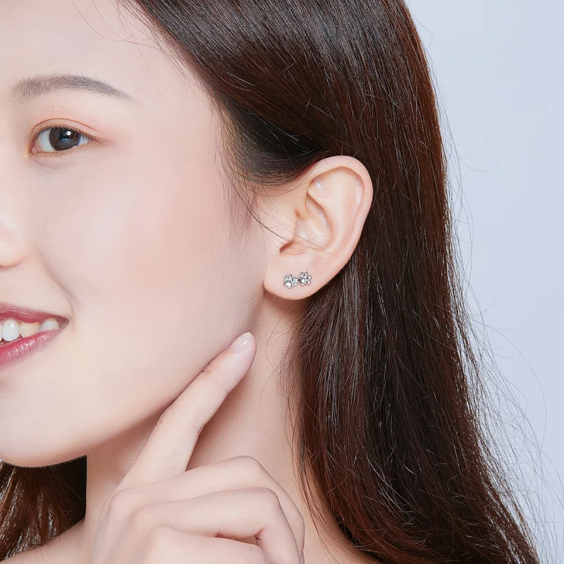 (image pour) Clous d'Oreilles Style PANDORA Empreintes d'animaux - SCE718 - Afficher 6