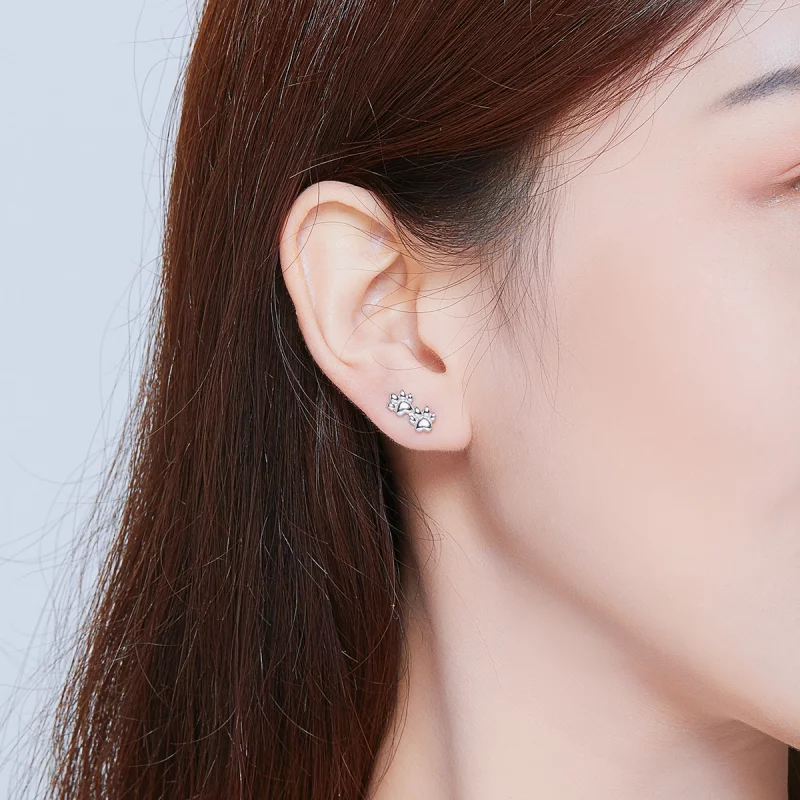 (image pour) Clous d'Oreilles Style PANDORA Empreintes d'animaux - SCE718 - Afficher 7