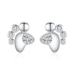(image pour) Clous d'Oreilles Style PANDORA Empreintes de pas mignonnes de chaton anti-allergie - BSE033