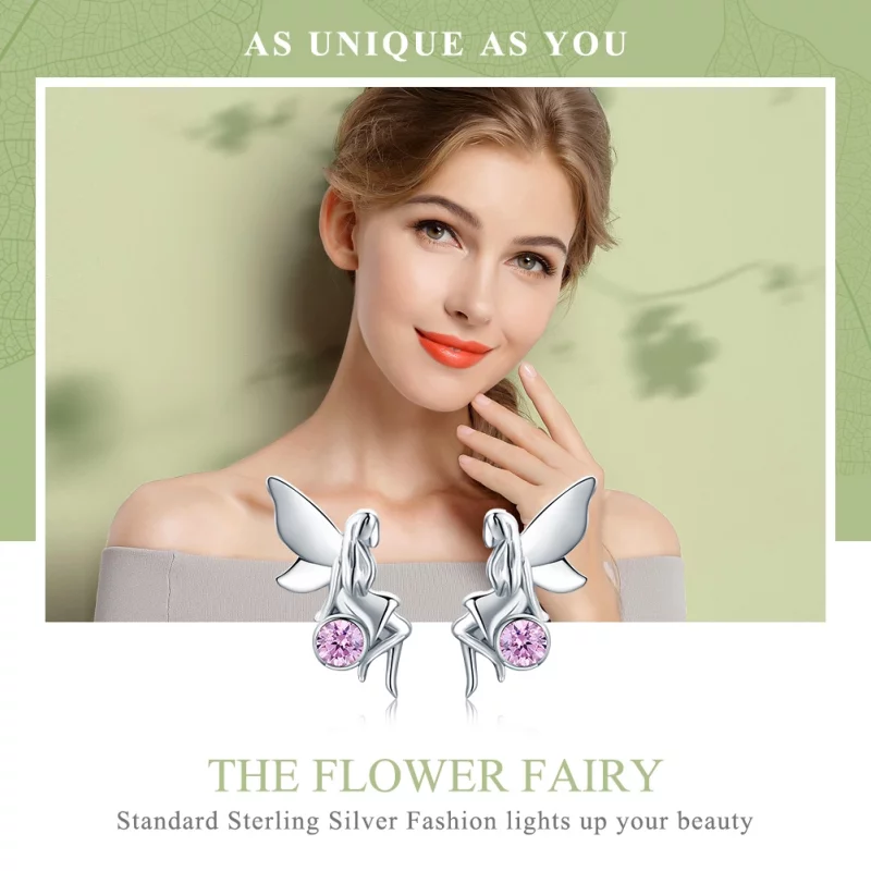(image pour) Clous d'Oreilles Style PANDORA Fée des fleurs - SCE395 - Afficher 2