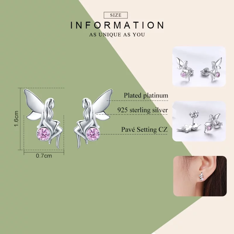 (image pour) Clous d'Oreilles Style PANDORA Fée des fleurs - SCE395 - Afficher 5