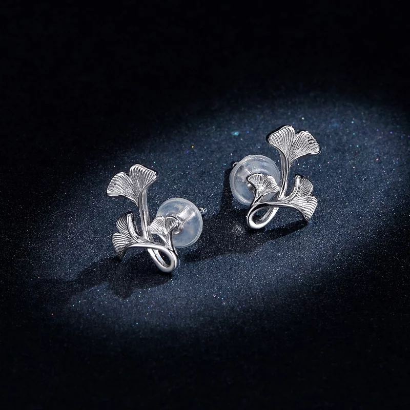 (image pour) Clous d'Oreilles Style PANDORA Feuille de Ginkgo - BSE328 - Afficher 8