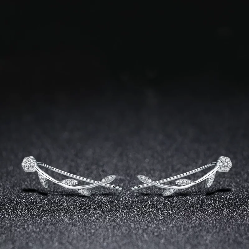 (image pour) Clous d'Oreilles Style PANDORA Feuilles brillantes - SCE266 - Afficher 4