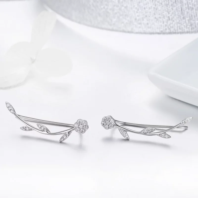 (image pour) Clous d'Oreilles Style PANDORA Feuilles brillantes - SCE266 - Afficher 5