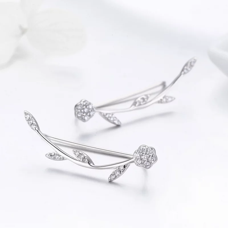(image pour) Clous d'Oreilles Style PANDORA Feuilles brillantes - SCE266 - Afficher 6