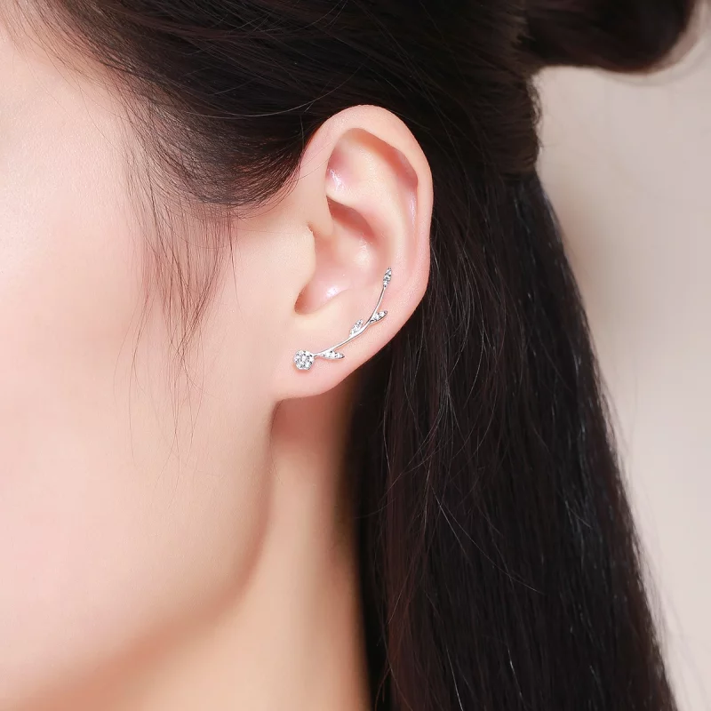 (image pour) Clous d'Oreilles Style PANDORA Feuilles brillantes - SCE266 - Afficher 8