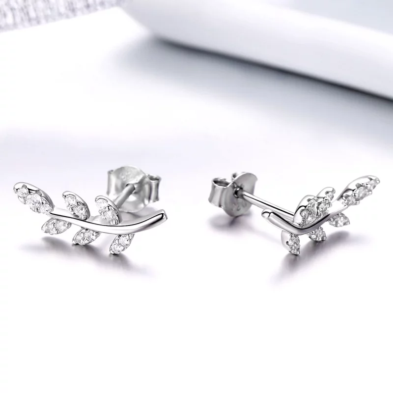 (image pour) Clous d'Oreilles Style PANDORA Feuilles de printemps - BSE031 - Afficher 3