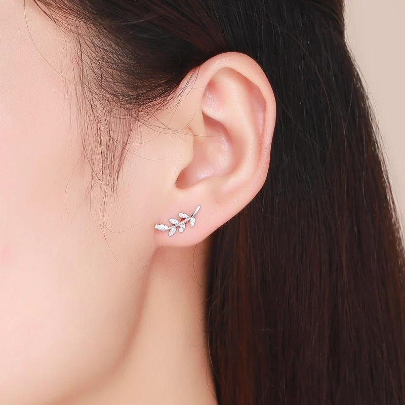 (image pour) Clous d'Oreilles Style PANDORA Feuilles de printemps - BSE031 - Afficher 5